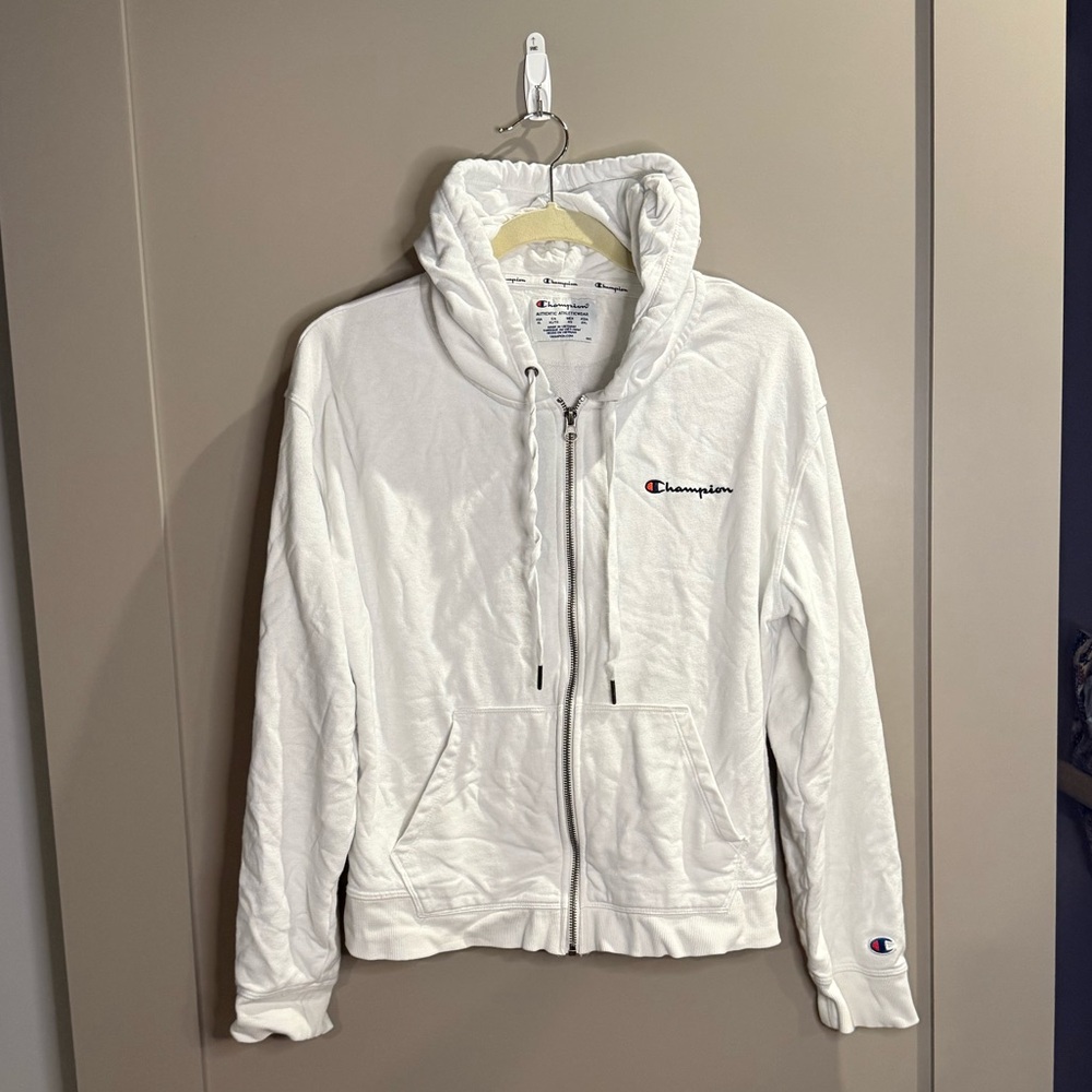 Champion Classic White Zip-Up Hoodie